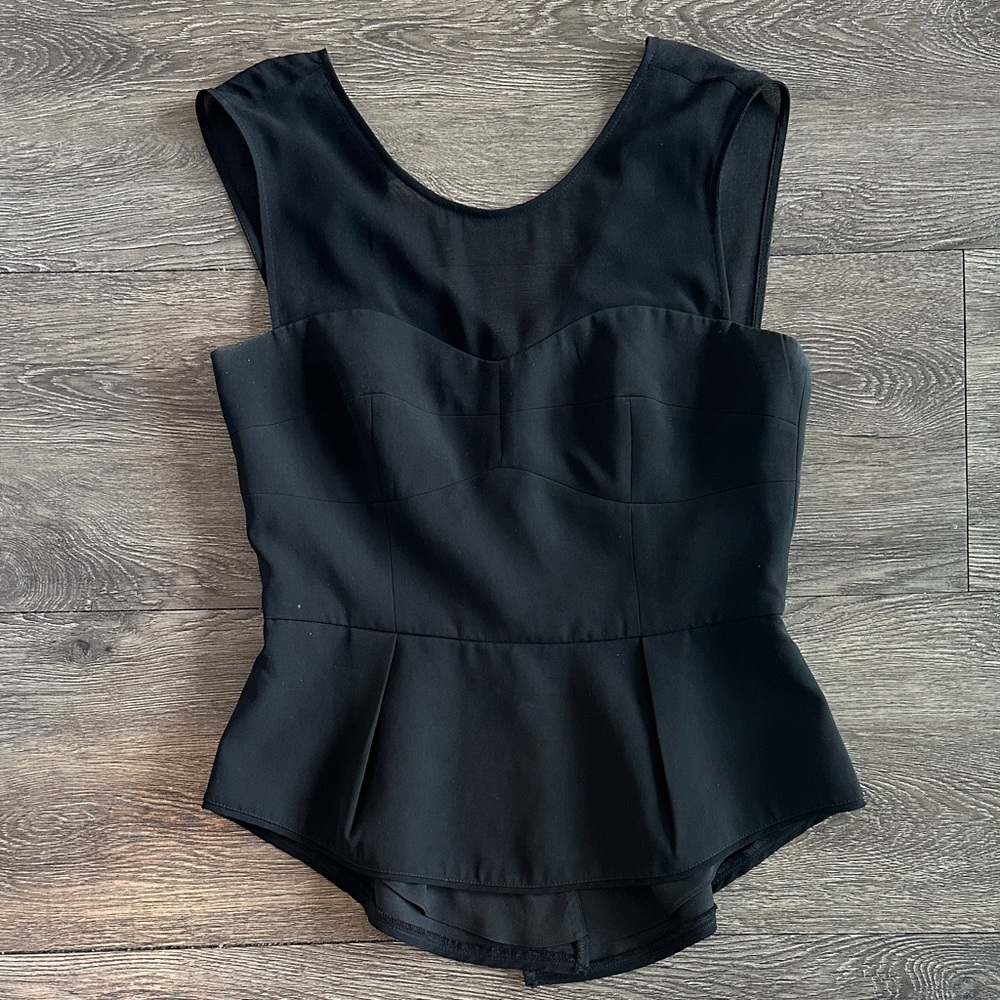 BCBGMaxAzria Black Peplum Blouse